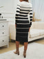 Women's Striped Mock Neck Sweater Dress