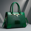 Women's Structured Croc-Effect Faux Leather Handbag in green