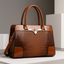 Women's Structured Croc-Effect Faux Leather Handbag in dark brown
