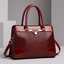 Women's Structured Croc-Effect Faux Leather Handbag in red