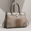 Women's Structured Croc-Effect Faux Leather Handbag in beige
