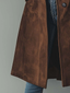Brown suede look trench coat worn open