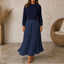 Women's Sweater Top Pleated Maxi Dress in blue