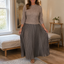 Women's Sweater Top Pleated Maxi Dress in gray