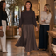 Women's Sweater Top Pleated Maxi Dress