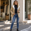 Padded jacket styled with jeans