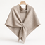 Women's Tie-Front Convertible Knit Shawl Wrap Scarf in khaki