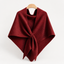 Women's Tie-Front Convertible Knit Shawl Wrap Scarf in wine red