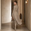 Women's Turtleneck Knit Midi Dress with Wrap Slit Skirt