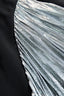 Women's Tuxedo Style Maxi Gown with Silver Pleated Slit