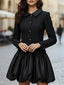 Women's Tweed and Satin Bubble Hem Dress in black