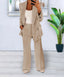 Women's two piece blazer and trouser set in beige