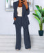Women's two piece blazer and trouser set in blue