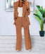 Women's two piece blazer and trouser set in khaki