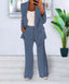 Women's two piece blazer and trouser set in light blue