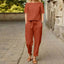 Women's Two-Piece Lounge Set with Short Sleeve Top and Pants in red