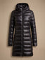 Women's ultralight longline puffer coat in black