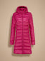 Ultralight longline puffer coat in bright fuchsia