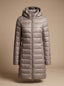 Women's ultralight longline puffer coat in khaki