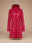 Women's ultralight longline puffer coat in red