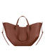 Women's Vegan Leather Shoulder Bag with Magnetic Closure in cognac