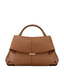 Women's Vegan Leather Shoulder Bag with Two Compartments and Adjustable Strap in toffee