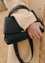 Women's Vegan Leather Shoulder Bag with Two Compartments and Adjustable Strap