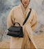 Women's Vegan Leather Shoulder Bag with Two Compartments and Adjustable Strap