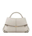 Women's Vegan Leather Shoulder Bag with Two Compartments and Adjustable Strap in cream