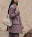 Women's Vegan Leather Shoulder Bag with Two Compartments and Adjustable Strap