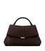 Women's Vegan Leather Shoulder Bag with Two Compartments and Adjustable Strap in dark brown