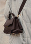 Women's Vegan Leather Shoulder Bag with Two Compartments and Adjustable Strap