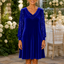 Women's Velvet Cowl Neck Dress with Sequin Sleeves in blue