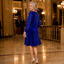 Women's Velvet Cowl Neck Dress with Sequin Sleeves