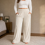 Women's Velvet-Look Stretch Wide-Leg Pants with Smooth Waist
