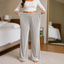 Women's Velvet-Look Stretch Wide-Leg Pants with Smooth Waist in light gray