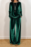 Women's Velvet-Look Wide-Leg Two-Piece Lounge Set with Pockets in green