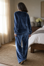 Women's Velvet-Look Wide-Leg Two-Piece Lounge Set with Pockets