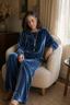 Women's Velvet-Look Wide-Leg Two-Piece Lounge Set with Pockets