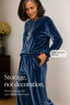 Women's Velvet-Look Wide-Leg Two-Piece Lounge Set with Pockets