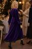 Women's Velvet Midi Dress with Square Neck and Fitted Waist