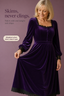 Women's Velvet Midi Dress with Square Neck and Fitted Waist