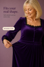 Women's Velvet Midi Dress with Square Neck and Fitted Waist