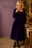 Women's Velvet Midi Dress with Square Neck and Fitted Waist