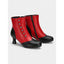 Women's vintage button up heeled ankle boots in black and red