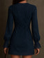 Women's Vintage Velvet Mini Dress with Lace Panels