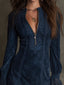 Women's Vintage Velvet Mini Dress with Lace Panels