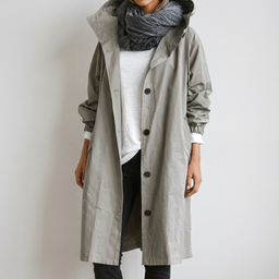 Women's lightweight water resistant hooded rain coat in grey