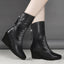 Women's black wedge heel mid calf boots