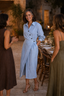 Women's Wrap Belt A-Line Midi Shirt Dress with Pockets